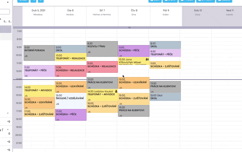 plánování v kalendáři